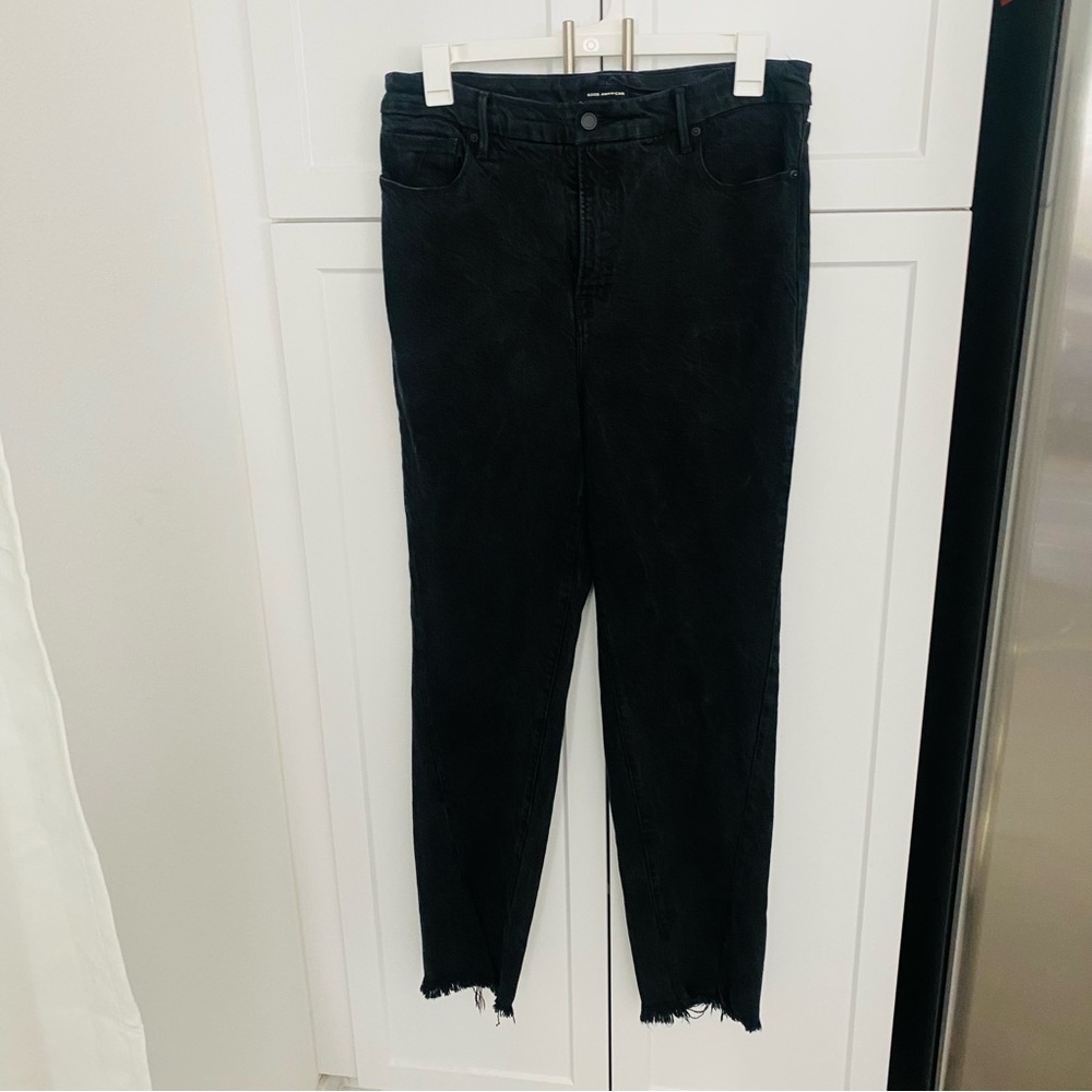 Good American womens jeans size 15 black heavy distressed 14 16